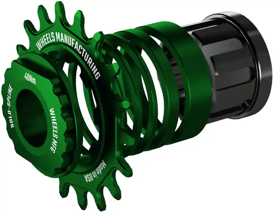 While Supplies Last Wheels Manufacturing SOLO-SPLINE Micro Spline Single Speed Conversion Kit - 18t For Shimano Micro Spline Hub Bodies Green | Bikeparts.Com