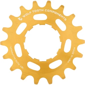 High Quality Wolf Tooth Single Speed Aluminum Cog - 18t Compatible with 3/32" Chains Gold  | Bikeparts.Com
