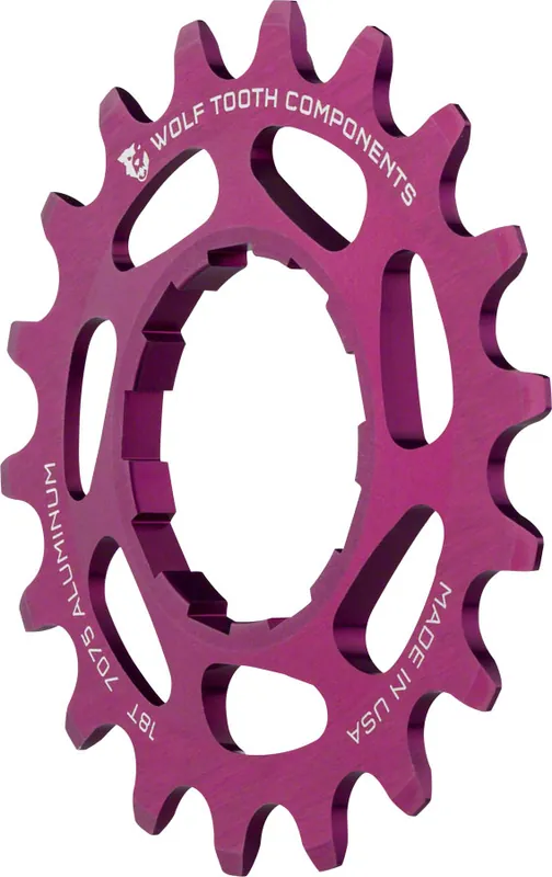 Wolf Tooth Single Speed Aluminum Cog - 18t Compatible with 3/32" Chains Purple | Bikeparts.Com Exclusive Offer