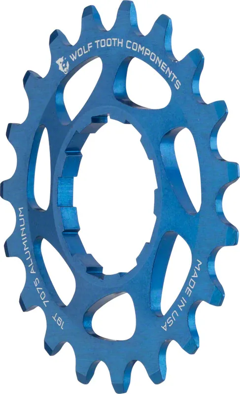 Wolf Tooth Single Speed Aluminum Cog - 19t Compatible with 3/32" Chains Blue | Bikeparts.Com While Supplies Last