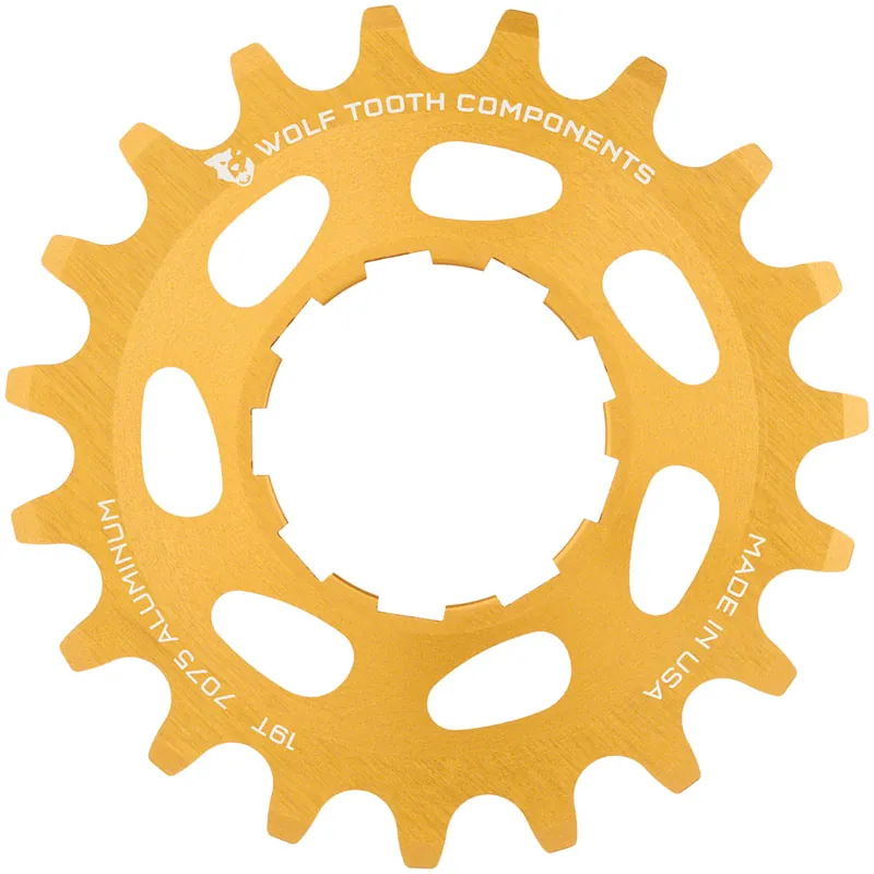 Wolf Tooth Single Speed Aluminum Cog - 19t Compatible with 3/32" Chains Gold  | Bikeparts.Com Affordable