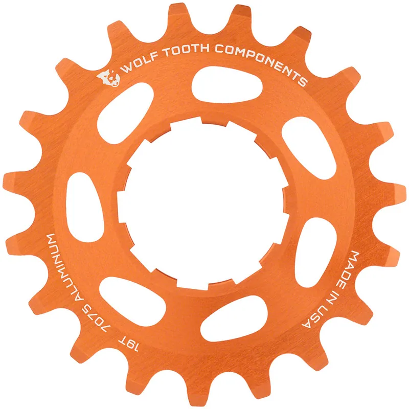 Wolf Tooth Single Speed Aluminum Cog - 19t Compatible with 3/32" Chains Orange  | Bikeparts.Com Original
