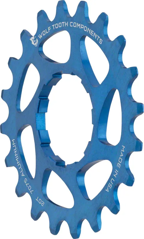 Wolf Tooth Single Speed Aluminum Cog - 20t Compatible with 3/32" Chains Blue | Bikeparts.Com Direct From Factory