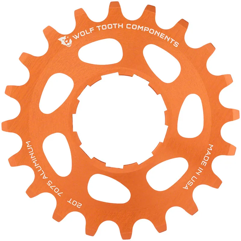 Shop Now Wolf Tooth Single Speed Aluminum Cog - 20t Compatible with 3/32" Chains Orange  | Bikeparts.Com