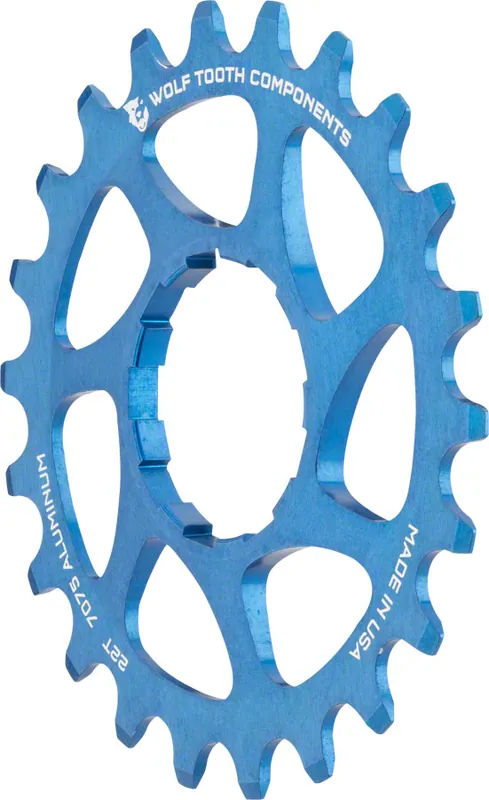Wolf Tooth Single Speed Aluminum Cog - 22t Compatible with 3/32" Chains Blue | Bikeparts.Com New Arrival