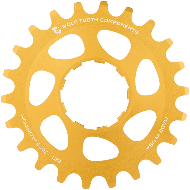 Cheap Wolf Tooth Single Speed Aluminum Cog - 22t Compatible with 3/32" Chains Gold  | Bikeparts.Com