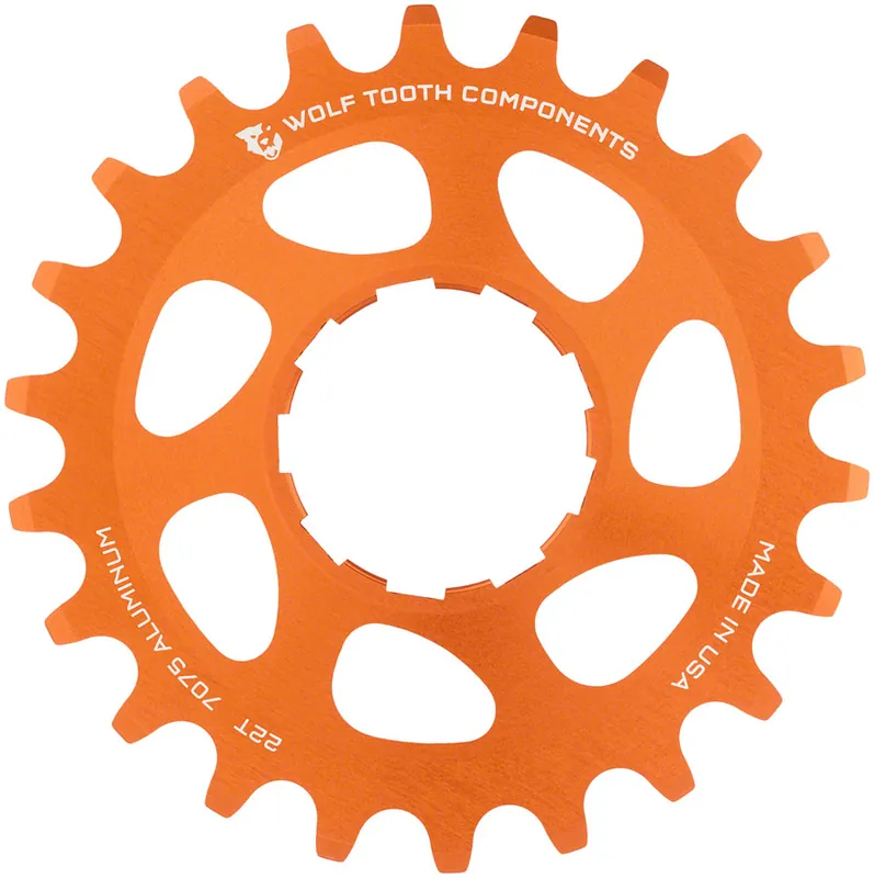 Wolf Tooth Single Speed Aluminum Cog - 22t Compatible with 3/32" Chains Orange  | Bikeparts.Com Exclusive