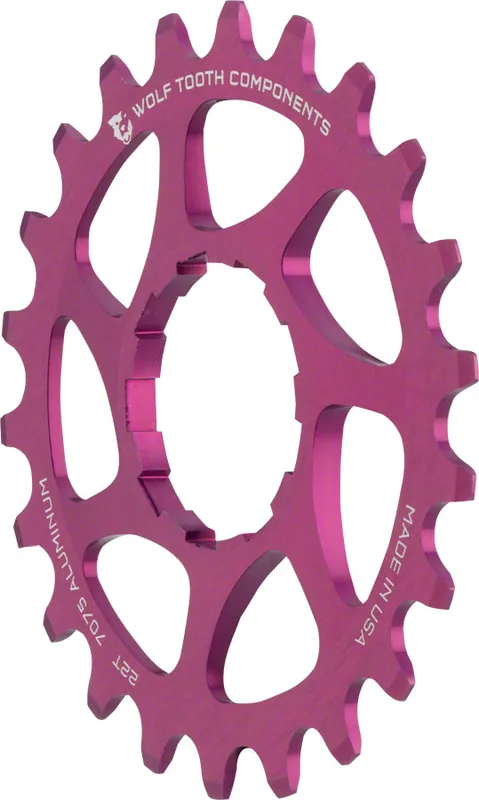 Wolf Tooth Single Speed Aluminum Cog - 22t Compatible with 3/32" Chains Purple | Bikeparts.Com Seasonal Sale