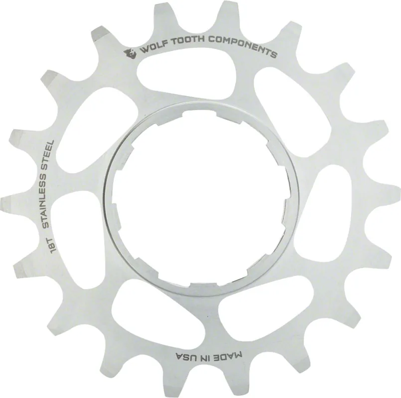 Wolf Tooth Single Speed Stainless Steel Cog - 18t Compatible with 3/32" Chains | Bikeparts.Com Big Sale