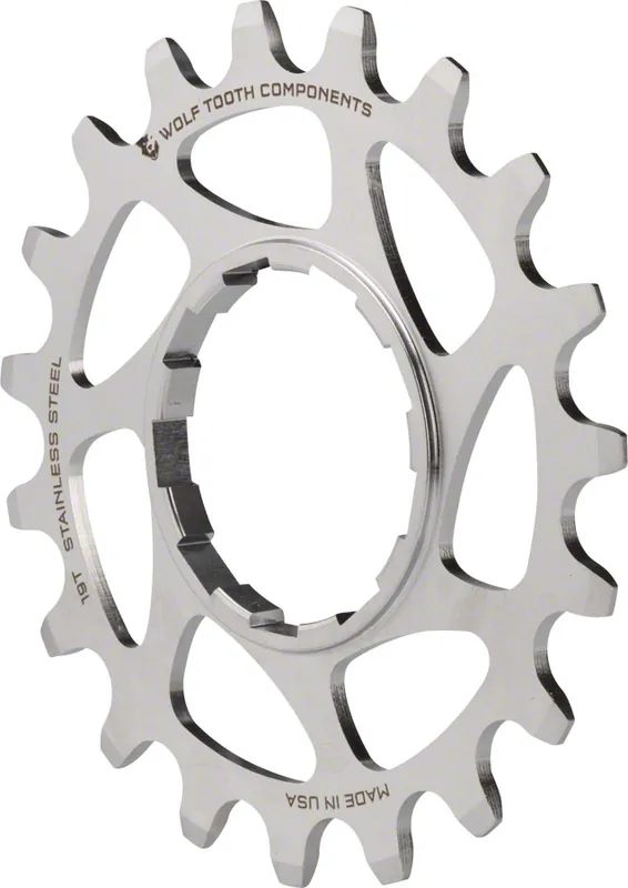 Free Returns Wolf Tooth Single Speed Stainless Steel Cog - 19t Compatible with 3/32" Chains | Bikeparts.Com