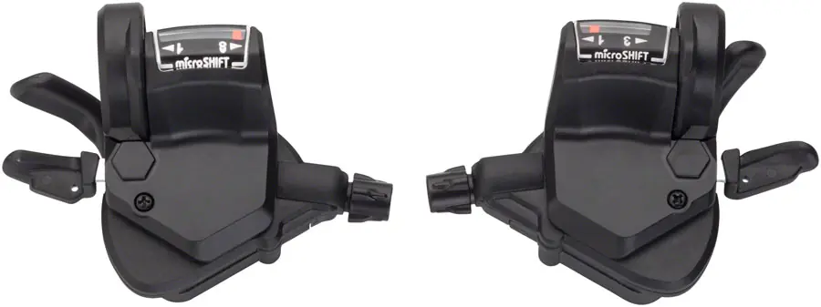 Bulk Order microSHIFT Mezzo Thumb-Tap Shifter Set 8-Speed Triple Optical Gear Indicator Shimano Compatible | Bikeparts.Com