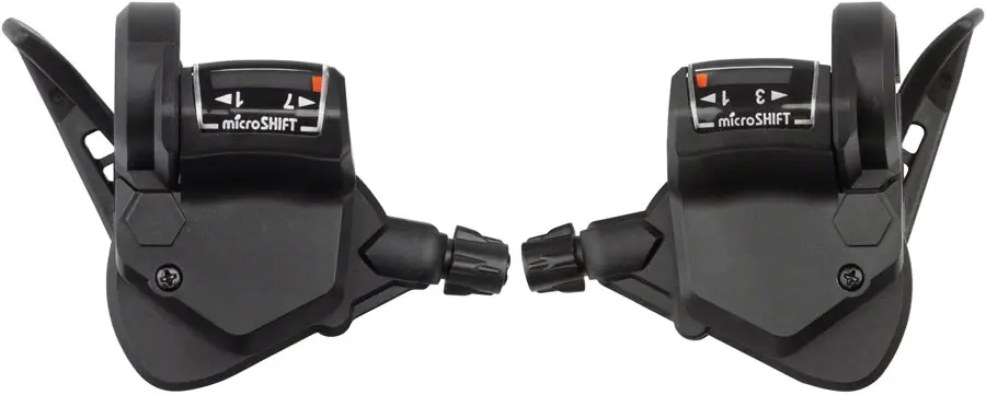 Must Have microSHIFT TS38 Thumb-Tap Shifter Set - 7 Speed Triple Optical Gear Indicator Shimano Compatible