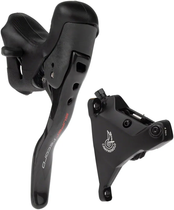 Clearance Campagnolo Super Record Ergopower Hydraulic Brake/Shift Lever and Disc Caliper - Left/Front 12-Speed 160mm Flat Mount Caliper Black