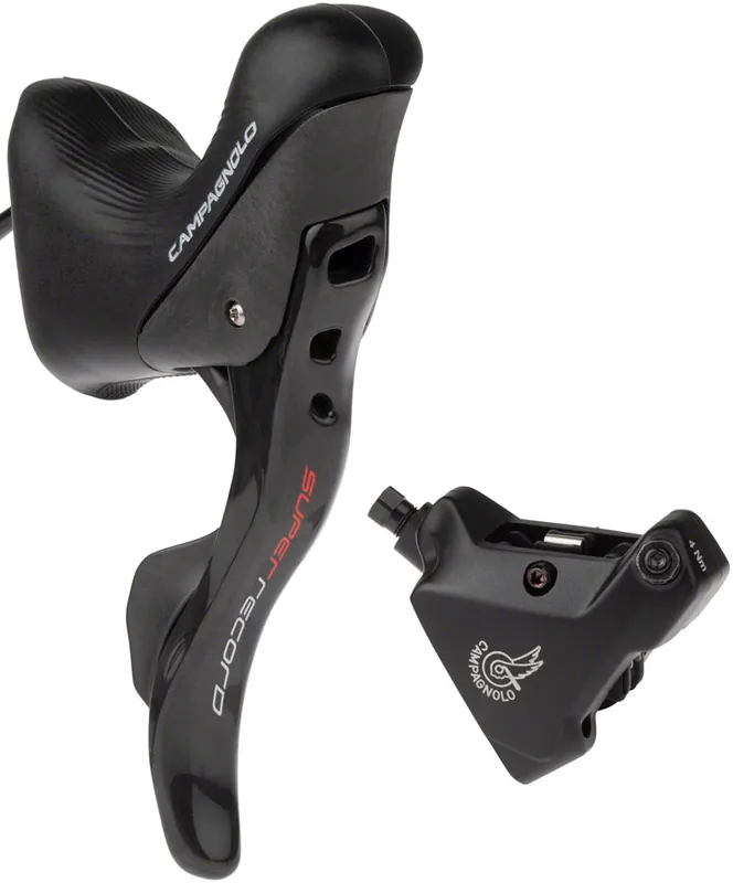 Crafted Campagnolo Super Record Ergopower Hydraulic Brake/Shift Lever and Disc Caliper - Right/Rear 12-Speed 140mm Flat Mount Caliper Black | Bikeparts.Com