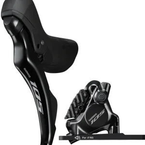 Shimano 105 105 ST-R7120-L Shift/Brake Lever with BR-R7170 Hydraulic Disc Brake Caliper - Left/Front 2x Flat Mount Black Trending