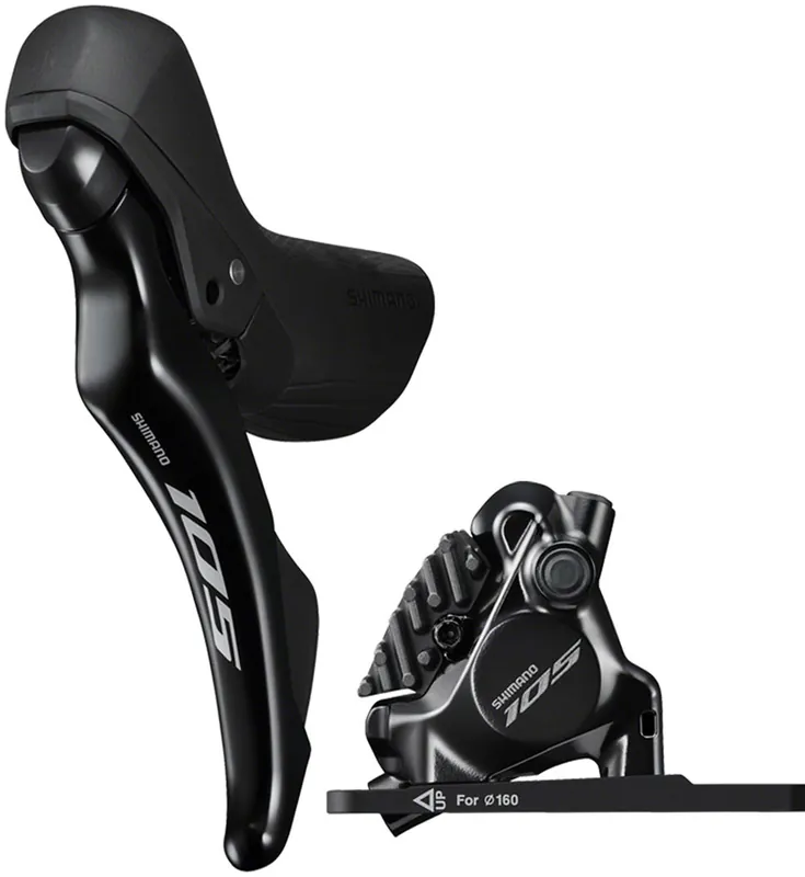 Shimano 105 105 ST-R7120-L Shift/Brake Lever with BR-R7170 Hydraulic Disc Brake Caliper - Left/Front 2x Flat Mount Black Trending