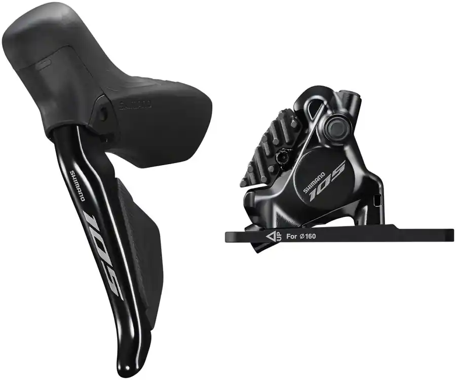 Special Offer Shimano 105 ST-R7170-L Di2 Shift/Brake Lever with BR-R7170 Hydraulic Disc Brake Caliper - Front 2x Flat Mount with Fork Adaptor Black | Bikeparts.Com
