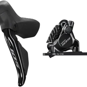 Big Sale Shimano 105 ST-R7170-LE Di2 Shift/Brake Lever with BR-R7170 Hydraulic Disc Brake Caliper - Front 2x Flat Mount with Fork Adaptor Black  | Bikeparts.Com