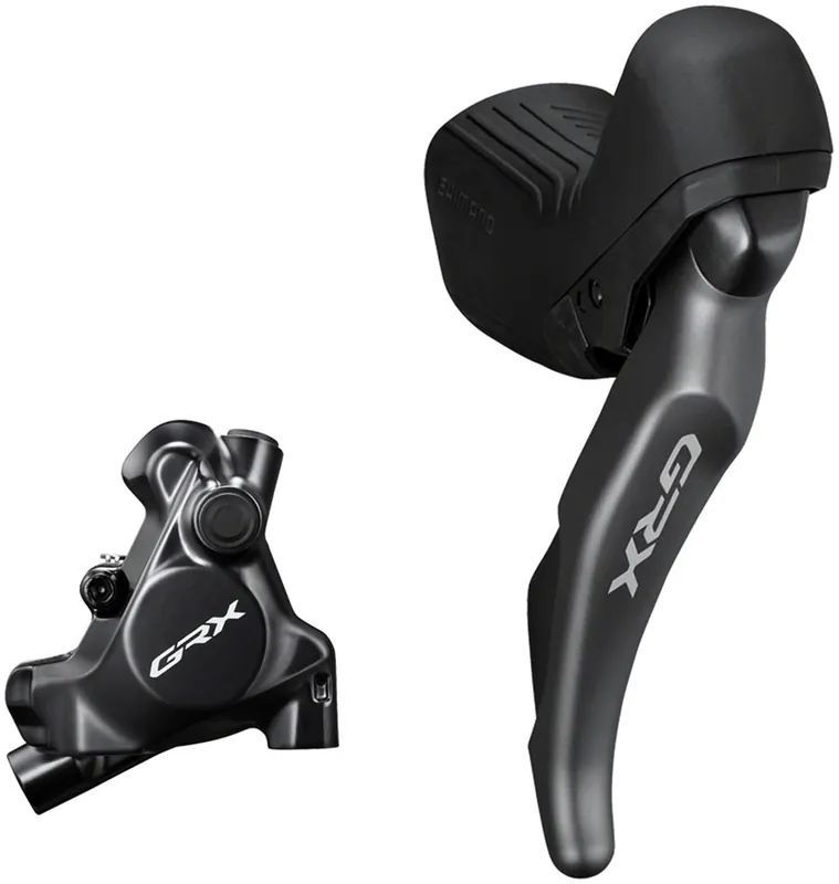 Limited Offer Shimano GRX ST-RX820 Shift/Brake Lever with BR-RX820 Hyd Disc Brake Caliper - Right/Rear 12-Speed Flat Mount Caliper For 25mm Mount