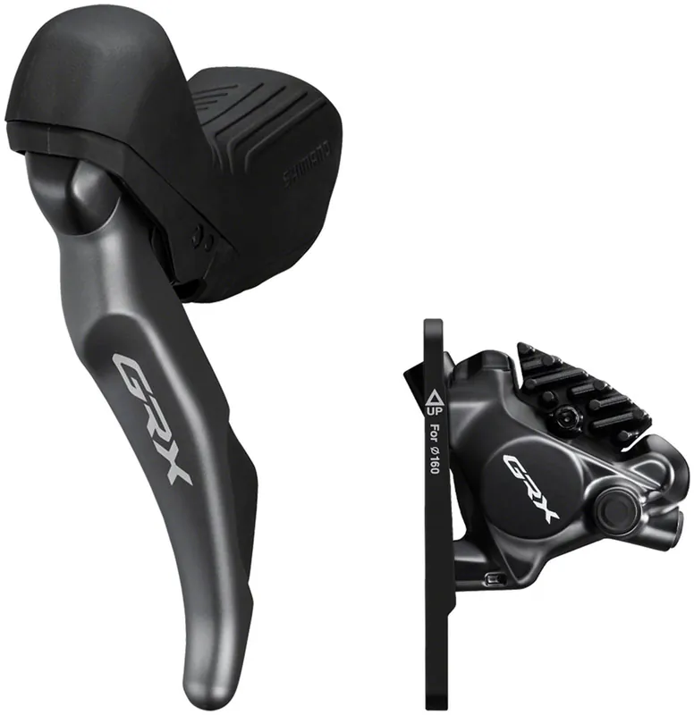 Shimano GRX ST-RX820 Shift/Brake Lever with BR-RX820 Hydraulic Disc Brake Caliper - Left/Front 2x Flat Mount Caliper Black Top Pick