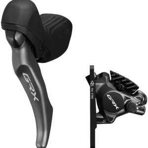 Shimano GRX ST-RX820-LA Brake/Dropper Remote Lever with BR-RX820 Hydraulic Disc Brake Caliper - Left/Front Flat Mount Caliper  | Bikeparts.Com Free Shipping