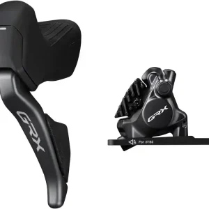 Crafted Shimano GRX ST-RX825 Di2 Shift/Brake Lever with BR-RX820 Hydraulic Disc Brake Caliper - Left/Front 2x Flat Mount Caliper Black  | Bikeparts.Com
