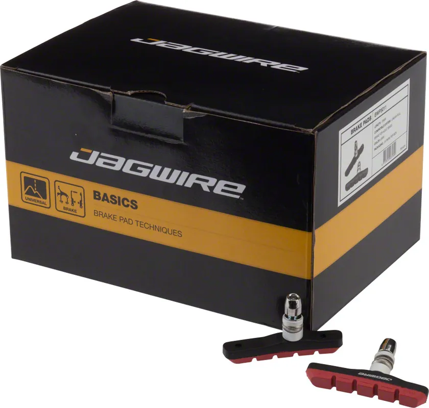 Free Delivery Jagwire Mountain Sport Brake Pads Threaded Post Box of 25 Pair Red