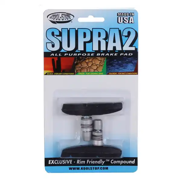 While Supplies Last Kool Stop Supra 2 Pads Threaded - Black Pr  | Bikeparts.Com