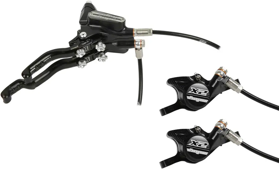 Hope Tech 3 X2 Duo Disc Brake and Lever - Right Hand Front and Rear Hydraulic Post Mount Black Modern