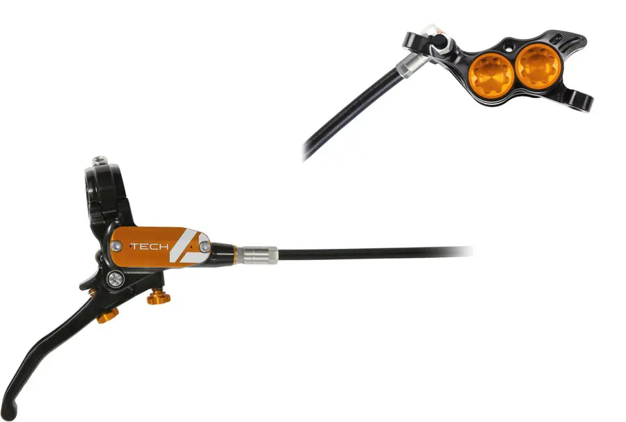 Hope Tech 4 E4 Disc Brake and Lever Set - Rear Hydraulic Post Mount Orange | Bikeparts.Com Reduced Price