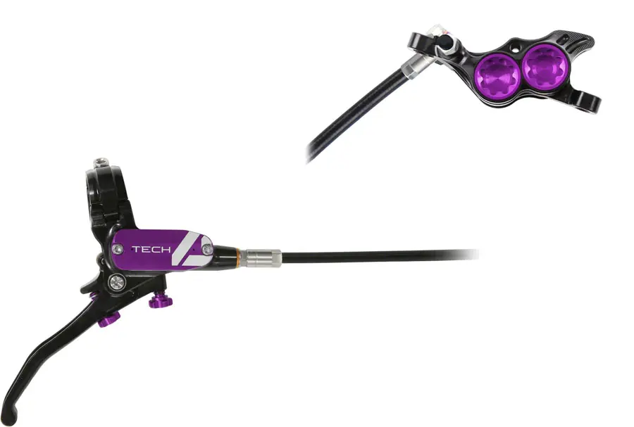 Hope Tech 4 E4 Disc Brake and Lever Set - Rear Hydraulic Post Mount Purple | Bikeparts.Com Exclusive Offer