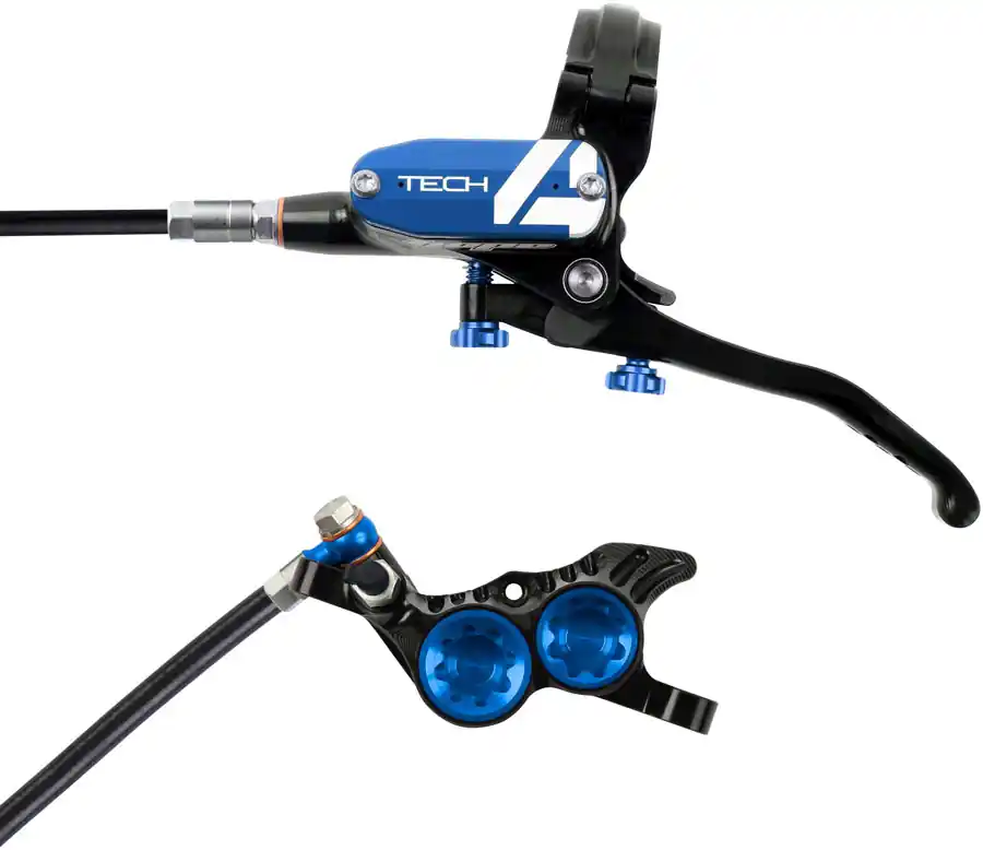 Shop Now Hope Tech 4 V4 Disc Brake and Lever Set - Front Hydraulic Post Mount Blue | Bikeparts.Com