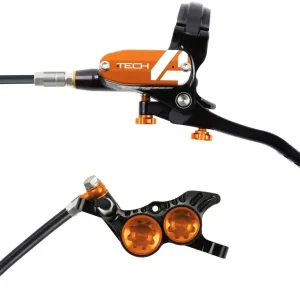 Hope Tech 4 V4 Disc Brake and Lever Set - Front Hydraulic Post Mount Orange  | Bikeparts.Com Certified