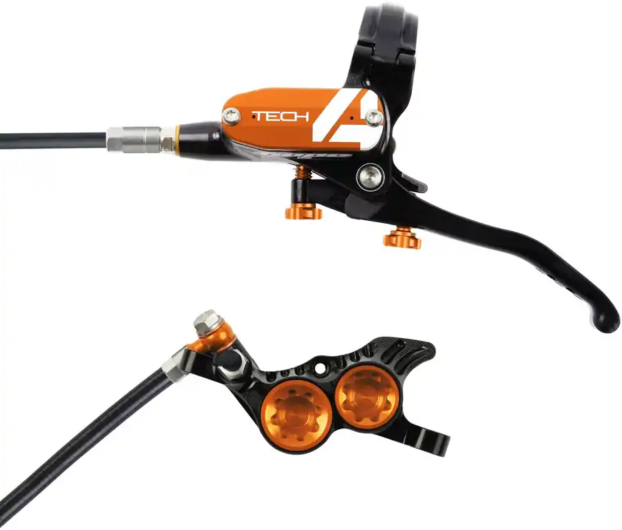 Hope Tech 4 V4 Disc Brake and Lever Set - Front Hydraulic Post Mount Orange | Bikeparts.Com Certified