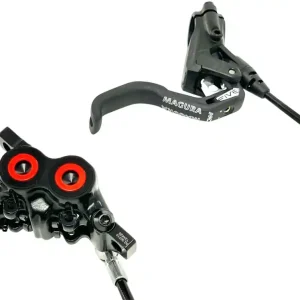 Shop Now Magura MT5 HC Disc Brake and Lever - Front or Rear Hydraulic Post Mount Black/Neon Red