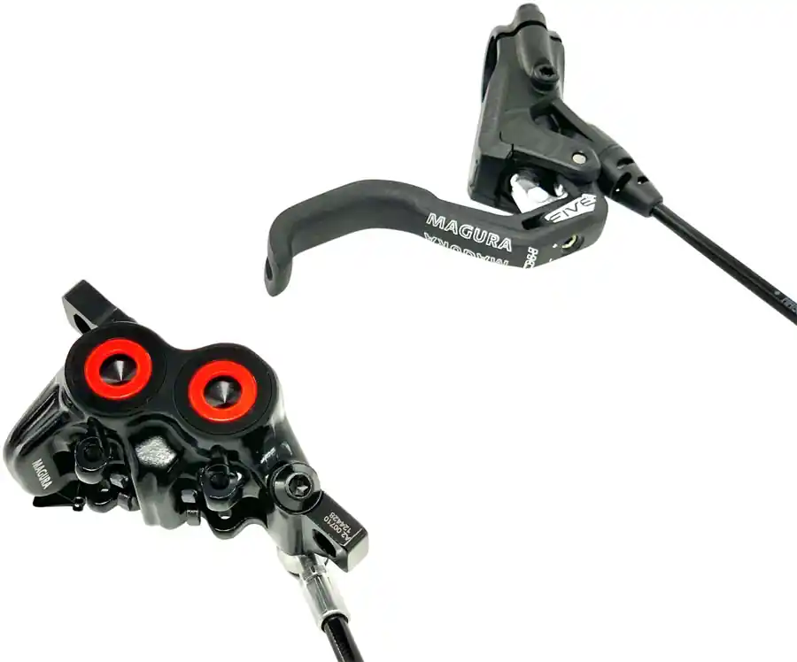 Shop Now Magura MT5 HC Disc Brake and Lever - Front or Rear Hydraulic Post Mount Black/Neon Red
