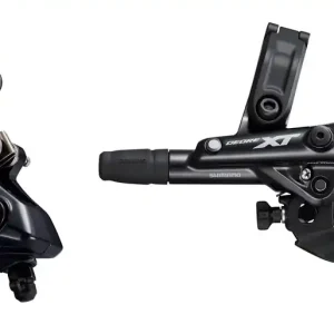 Best Price Shimano Deore XT BL-M8100/BR-M8100 Disc Brake and Lever - Front Hydraulic Post Mount 2-Piston Finned Pads I-SPEC EV Clamp Band Black