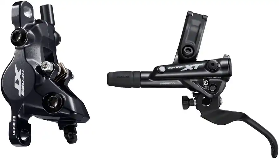 Best Price Shimano Deore XT BL-M8100/BR-M8100 Disc Brake and Lever - Front Hydraulic Post Mount 2-Piston Finned Pads I-SPEC EV Clamp Band Black