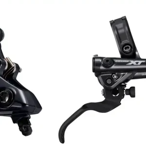 Get Yours Shimano Deore XT BL-M8100/BR-M8100 Disc Brake and Lever - Rear Hydraulic Post Mount 2-Piston Finned Pads I-SPEC EV Clamp Band Black
