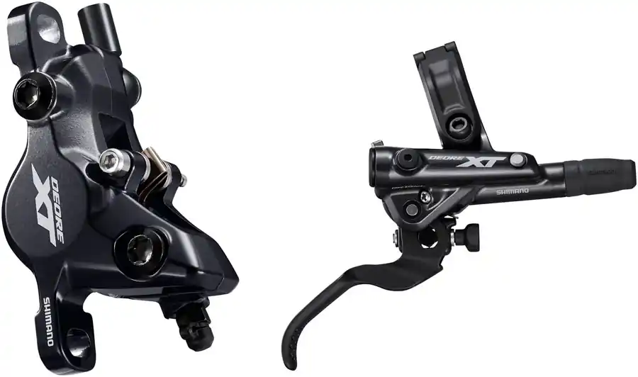 Get Yours Shimano Deore XT BL-M8100/BR-M8100 Disc Brake and Lever - Rear Hydraulic Post Mount 2-Piston Finned Pads I-SPEC EV Clamp Band Black