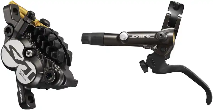 Shimano Saint BL-M820-B/BR-M820 Disc Brake and Lever - Front Hydraulic Post Mount Finned Metal Pads Black Clearance
