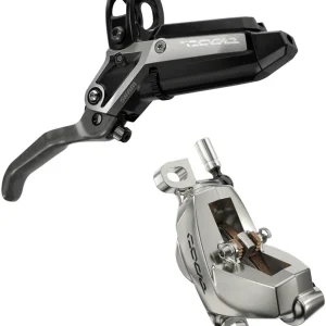 Reduced Price SRAM Code Ultimate Stealth Disc Brake and Lever - Front Post Mount 4-Piston Carbon Lever Titanium Hardware Black/Silver C1
