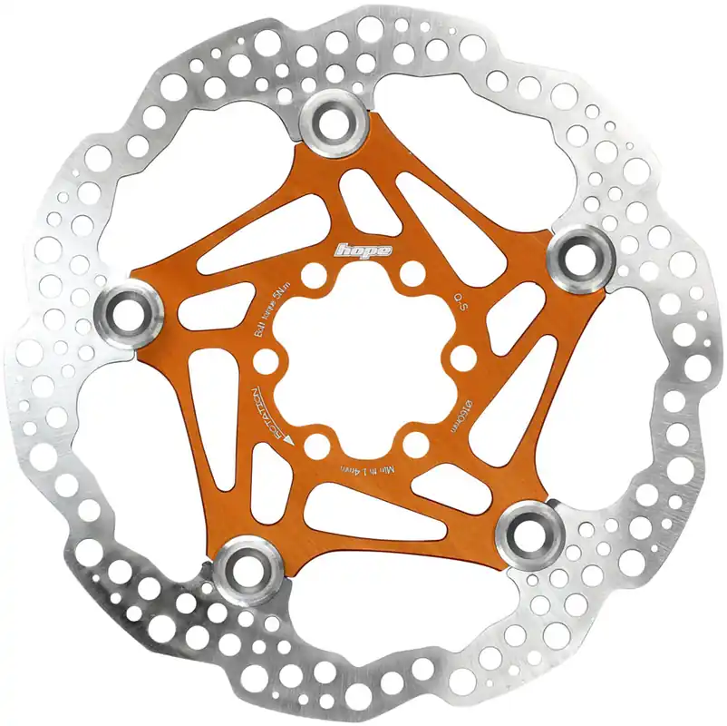 Hope Floating Disc Brake Rotor - 160mm 6-Bolt Orange  | Bikeparts.Com Money Back Guarantee