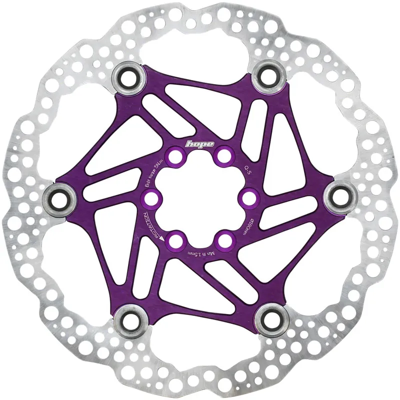 Hope Floating Disc Brake Rotor - 180mm 6-Bolt Purple  | Bikeparts.Com Last Chance