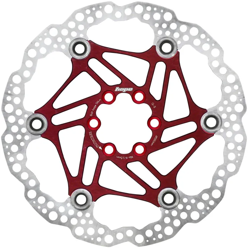 Instant Buy Hope Floating Disc Brake Rotor - 180mm 6-Bolt Red  | Bikeparts.Com