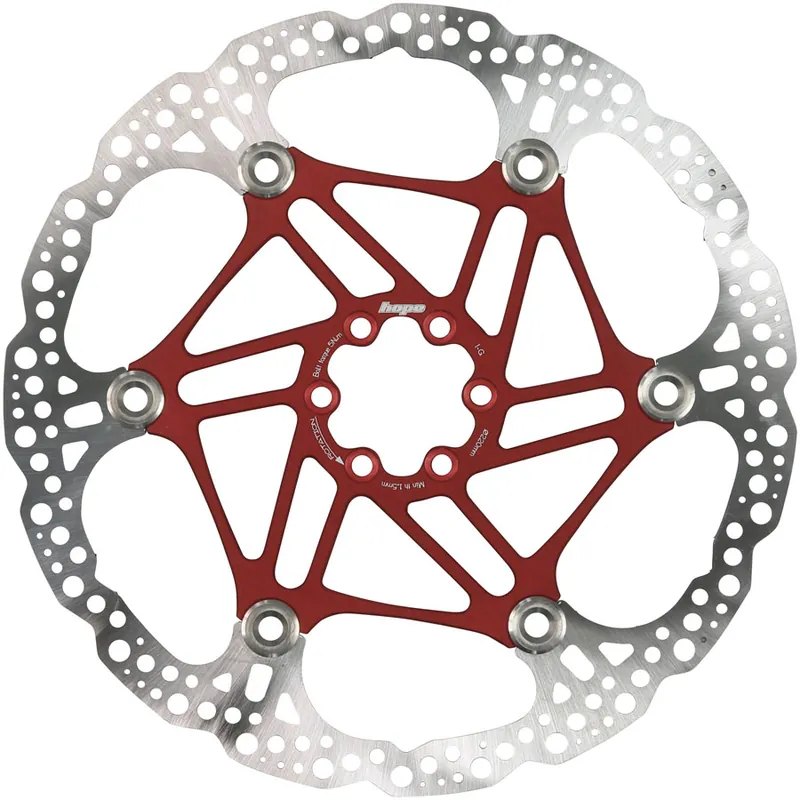 Hope Floating Disc Brake Rotor - 220mm 6-Bolt Red  | Bikeparts.Com Get Yours