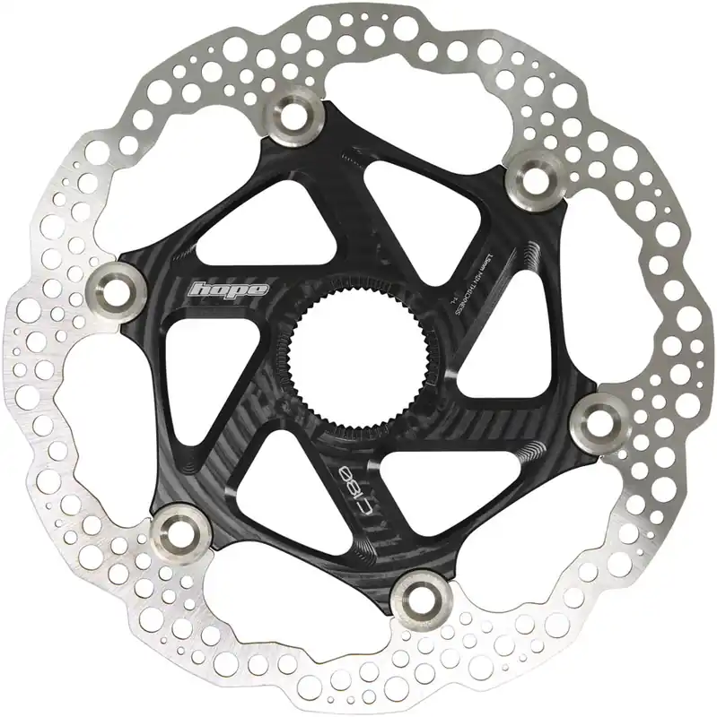 Free Delivery Hope MTB Floating Centre-Lock Disc Brake Rotor - 180mm Center-Lock Black  | Bikeparts.Com