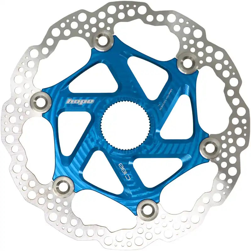 Hope MTB Floating Centre-Lock Disc Brake Rotor - 180mm Center-Lock Blue  | Bikeparts.Com Handmade