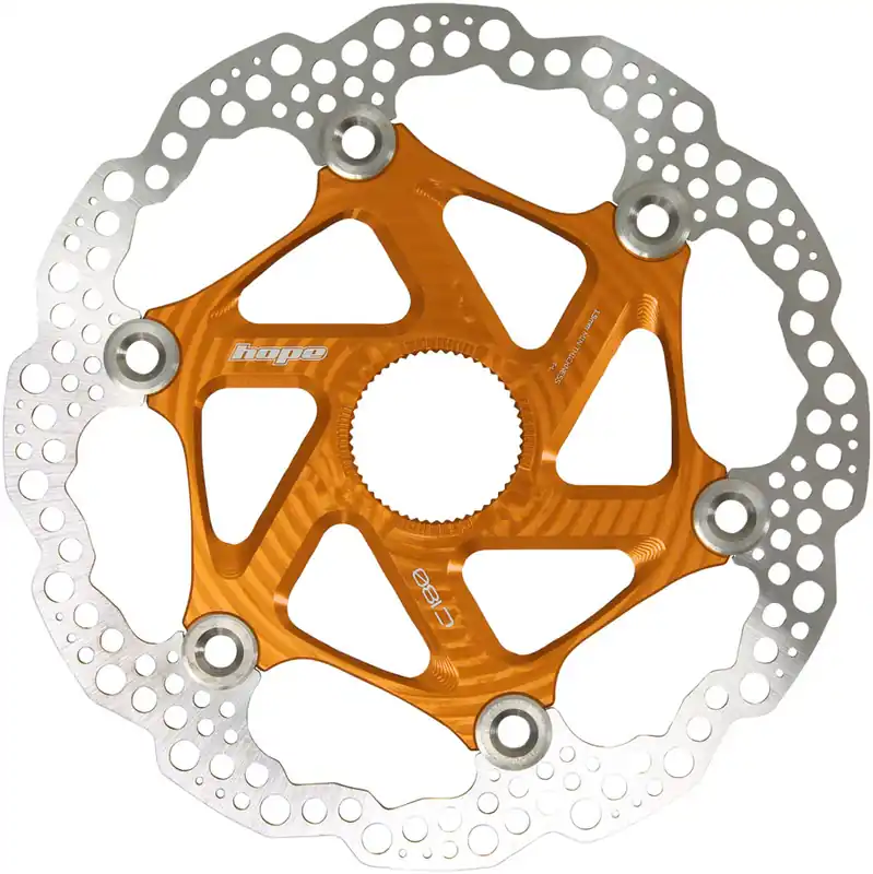 New Arrival Hope MTB Floating Centre-Lock Disc Brake Rotor - 180mm Center-Lock Orange  | Bikeparts.Com
