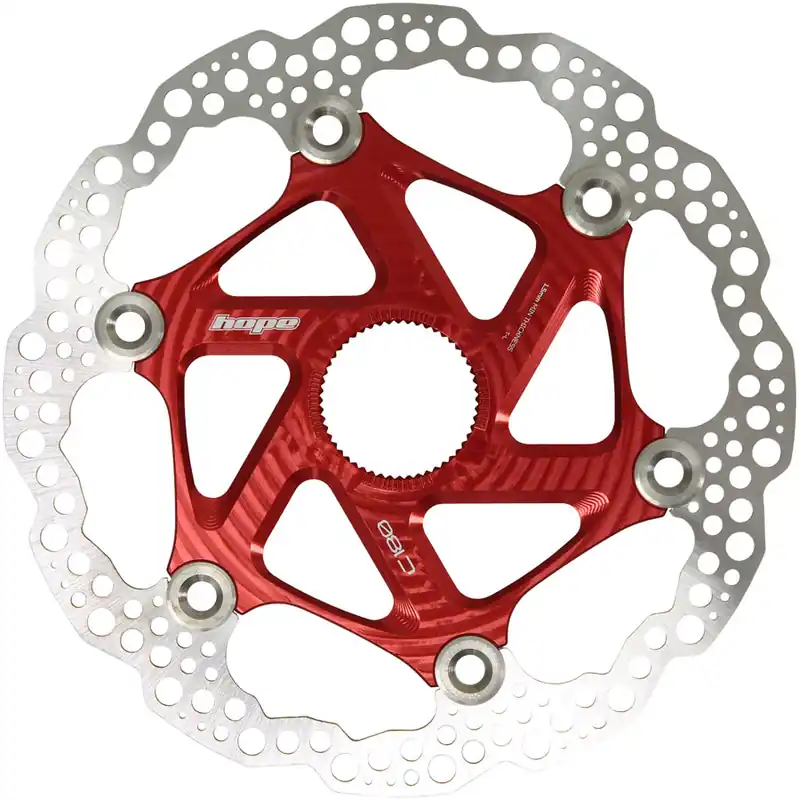 Last Chance Hope MTB Floating Centre-Lock Disc Brake Rotor - 180mm Center-Lock Red  | Bikeparts.Com